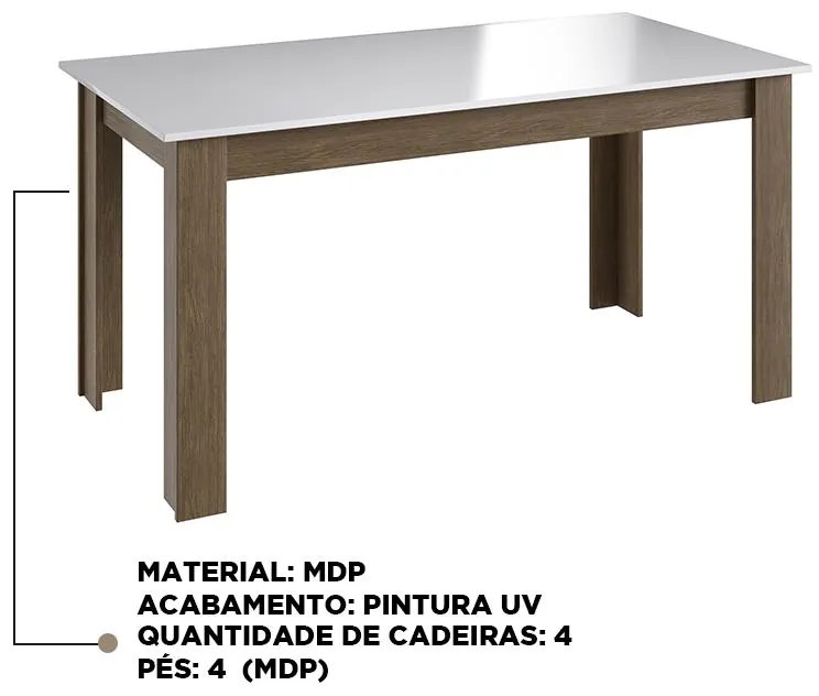 Mesa Fixa Jantar Cozinha Multiuso 120x78cm - Ameixa/branco
