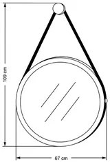 Espelho Decorativo Redondo 67cm Com Alça Adnet Escandinavo H01 Preto -