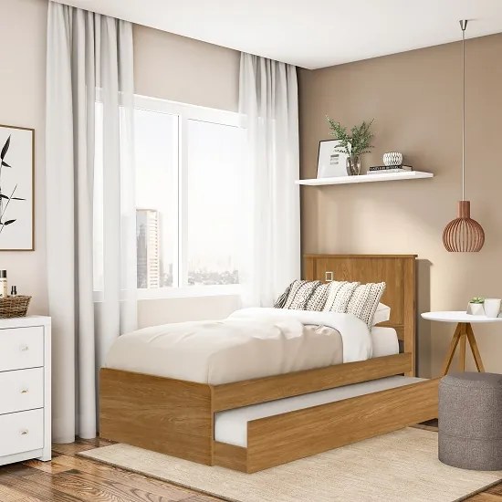 Cama Barcelona Solteiro Com Auxiliar Nature – Tebarrot Móveis