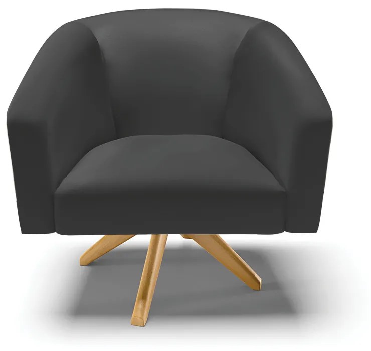 Poltrona Decorativa Giratória MA30 Kit 2 Stella Sintético D03 - D'Rossi - Preto