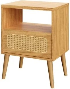 Mesa de Cabeceira 1 Gaveta Tela Natural Curve Carvalho Rosé Dalla Costa