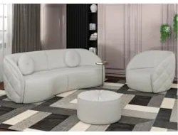 Sofá Decorativo 3 Lugares 240cm com Almofadas e Poltrona Zion Z32 Linh