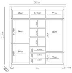 Guarda Roupa Casal 3 Portas de Correr e Espelho 202cm Toronto Z17 Frei