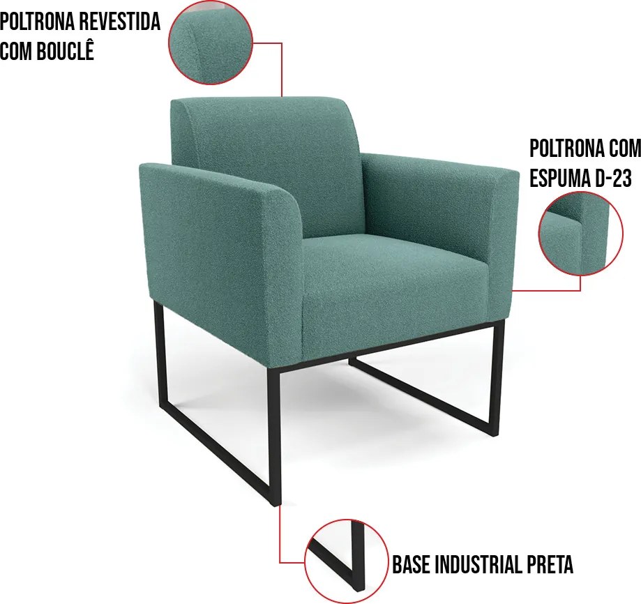 Namoradeira e Poltrona Industrial Preto Marisa Bouclê D03 - D'Rossi - Menta
