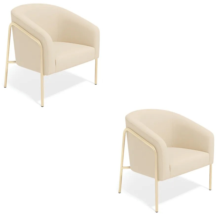 Poltrona Sala Industrial Alta Champanhe Kit 2 Stella Suede D03 - D'Rossi - Bege