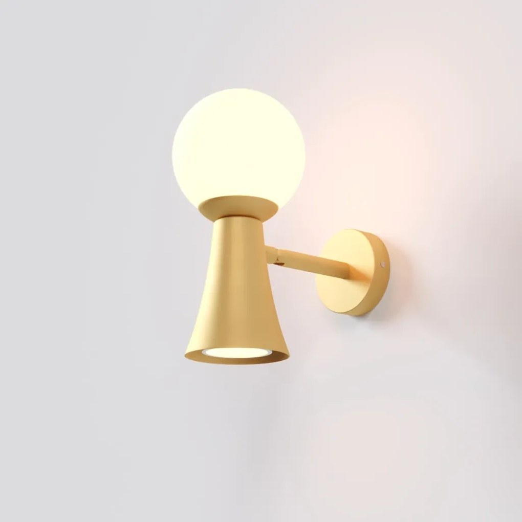 Arandela Cone 10X18,5X18,7 Aluminio E Globo Ø10Cm 01Xmr16 + 01Xg9 - Qi... (CHAMPANHE)