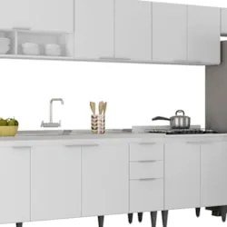 Armário de Cozinha CP06 Com Pia 180cm Pérola Z34 Branco     - Mpozenat