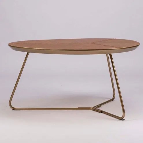 Mesa Centro Infinity Alta Recouro Caramelo Base Gold - 71349 Sun House