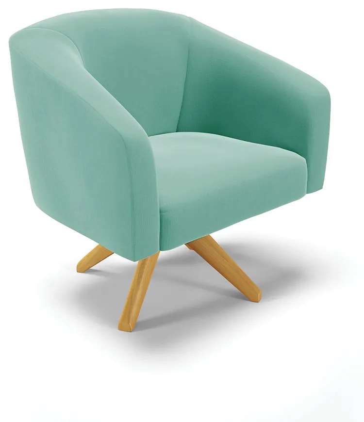 Poltrona Decorativa Giratória MA30 Stella Suede D03 - D'Rossi - Azul Turquesa