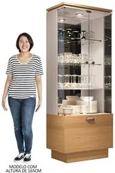 Cristaleira de Vidro com Espelho Aruan H01 Off White/Cinamomo - Mpozen