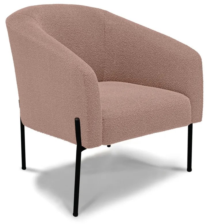 Poltrona Sala Decorativa Pé de Ferro Preto Stella Bouclê D03 - D'Rossi - Rose