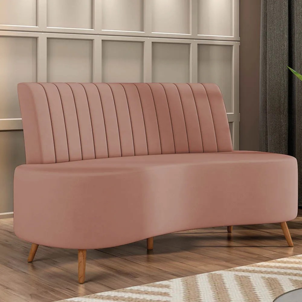 Sofá 2 Lugares Living 135Cm Pé Palito Maraú Veludo K01 - D'Rossi - Rose