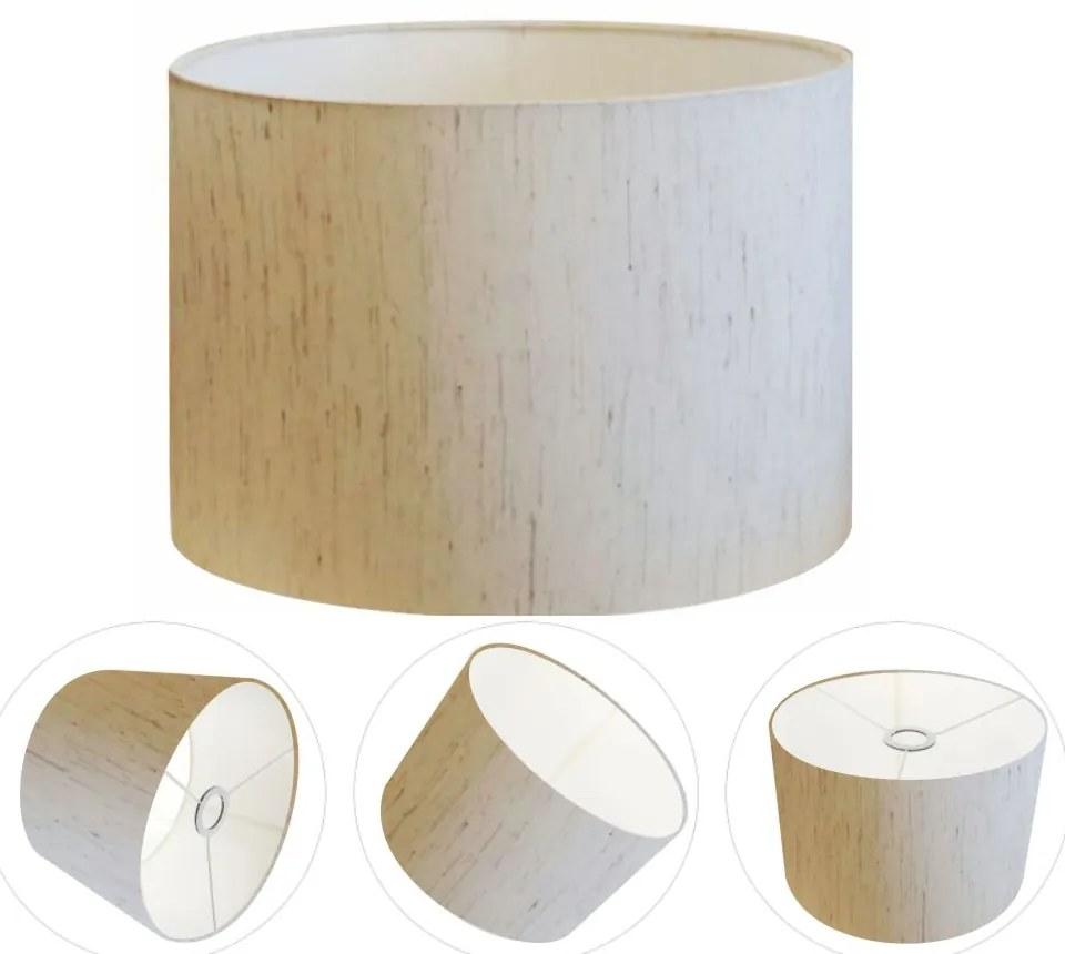 Cúpula Abajur Cilíndrica Cp-7017 Ø40x21cm Linho Bege