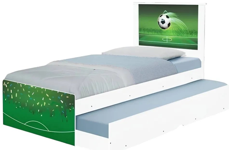 Cama Solteiro Infantil com Cama Auxiliar 195x96cm Personagens K02 - D'Rossi - COPA FUTEBOL