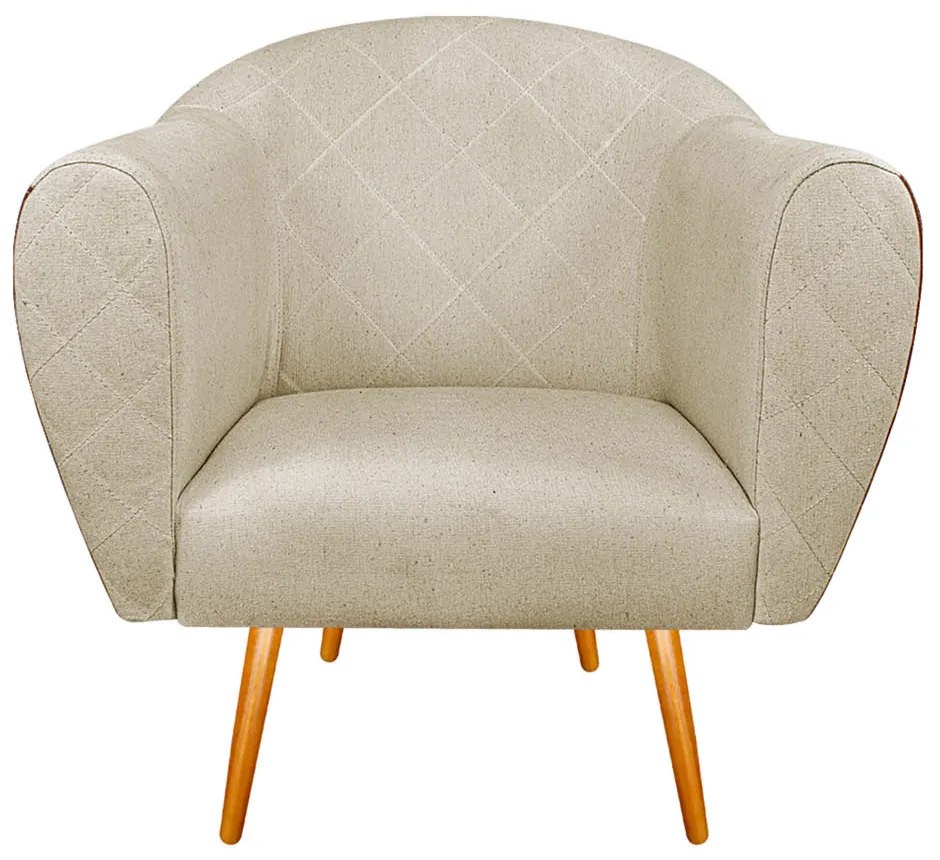 Kit 02 Poltronas Grazi Pés Palito Sintético Nozes Linho - ADJ Decor