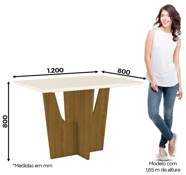 Mesa de Jantar Vértice 1200 04 Lugares Nature Off White