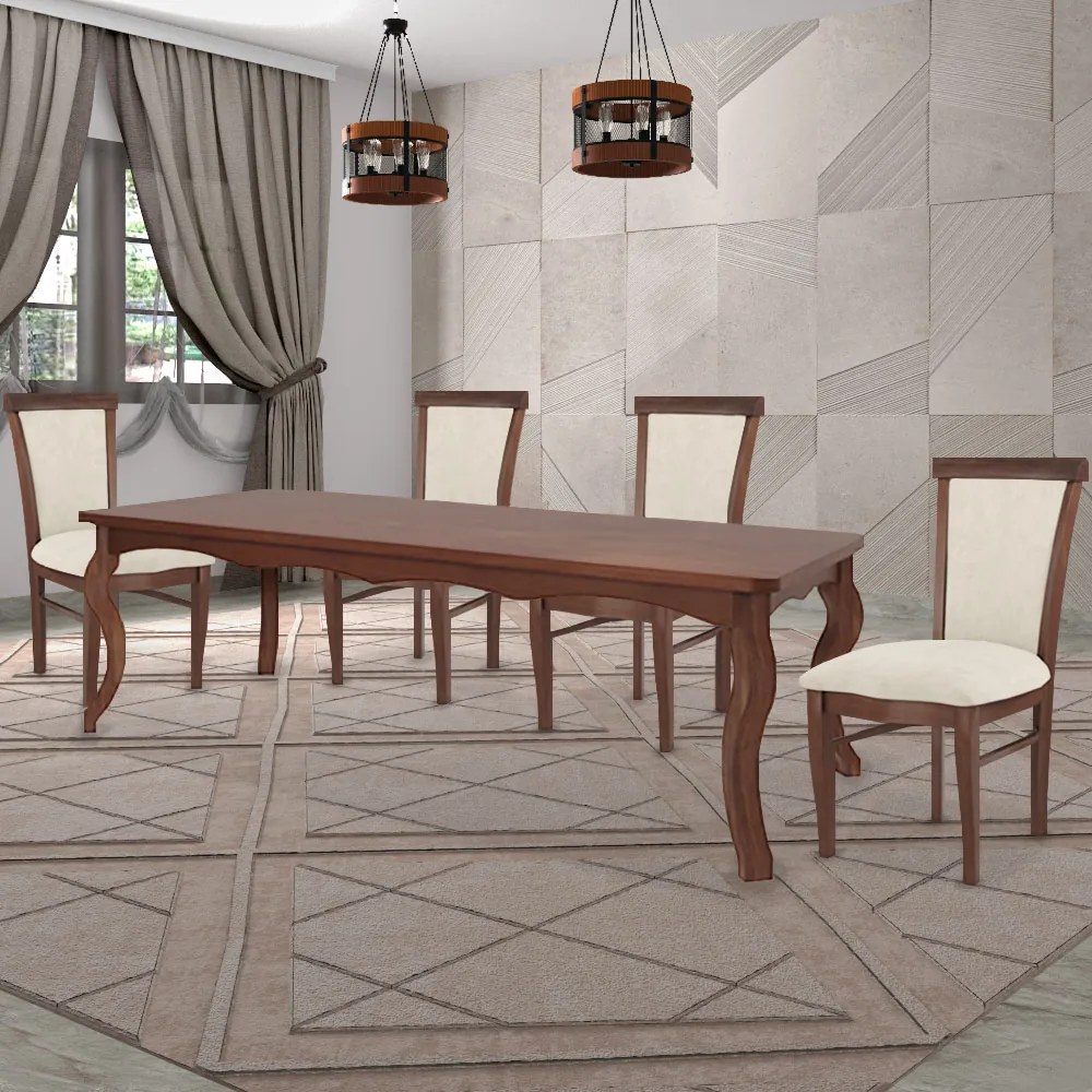 Kit 4 Cadeiras Decorativa Sala de Jantar Madeira Maciça Fabregas Facto Pérola/Capuccino G42 - Gran Belo