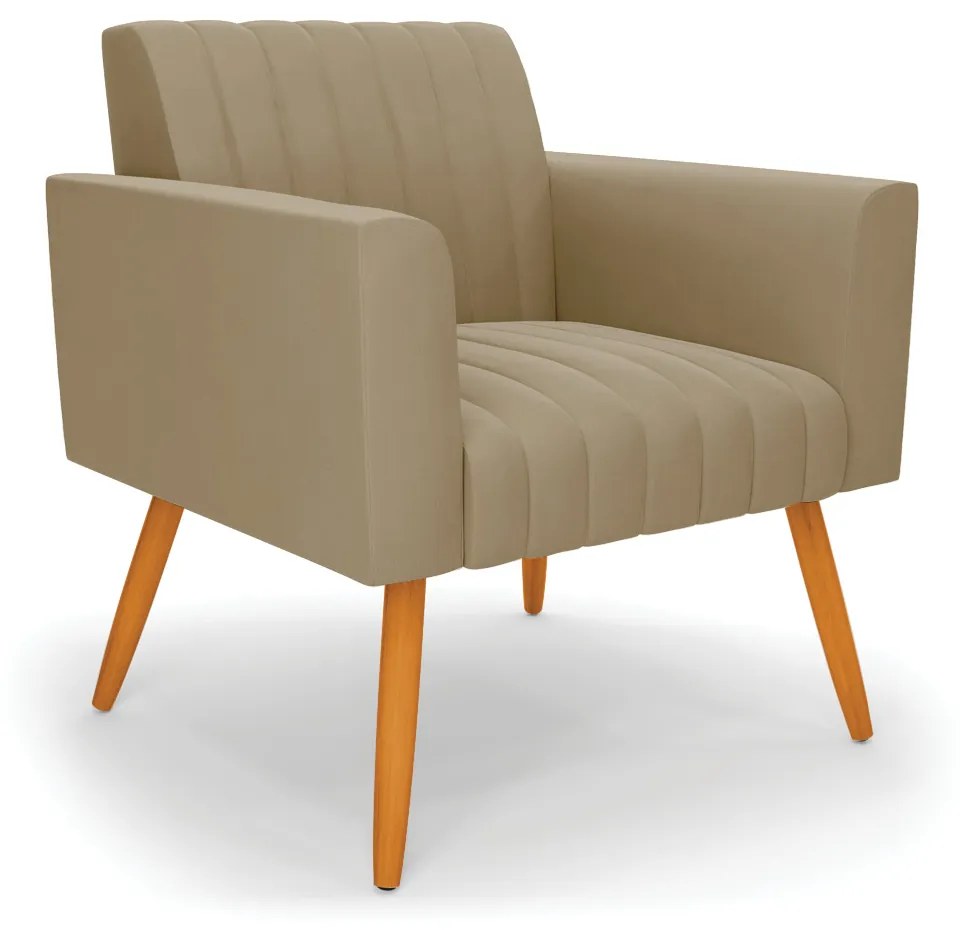 Poltrona Viena Gomada Suede Pés Palito Castanho D03 - D'Rossi - Marrom Rato