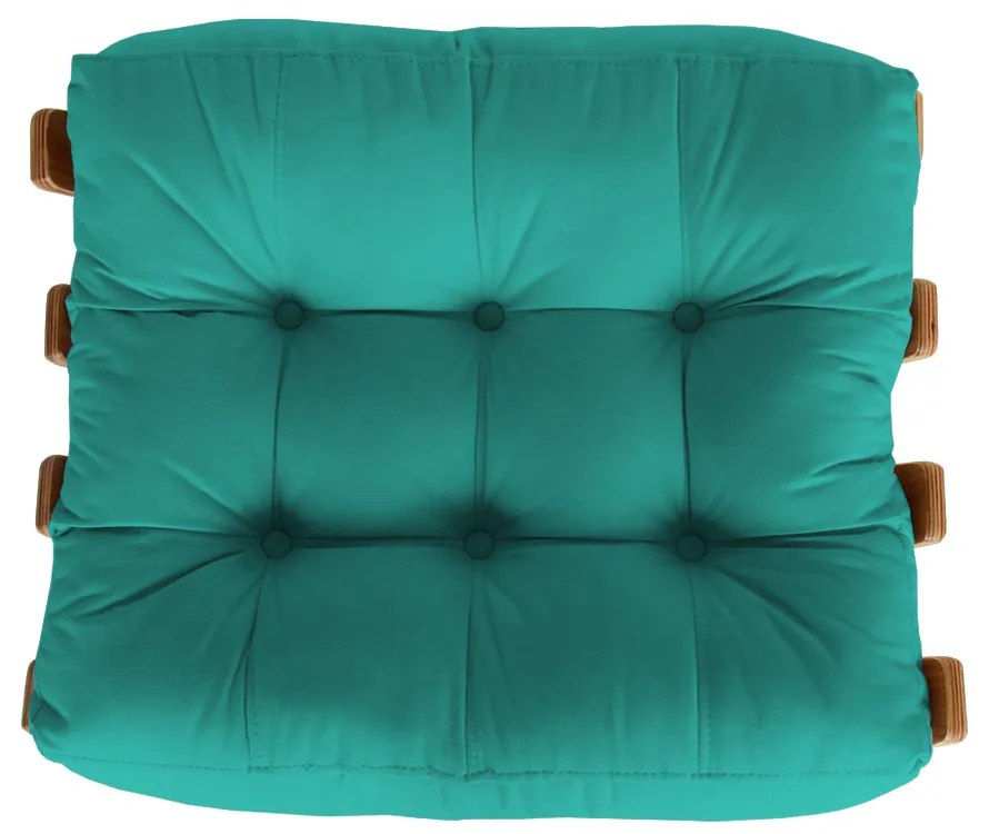 Puff Decorativo Sala de Estar Costela Rib Suede Azul Tiffany