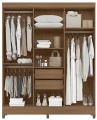 Guarda Roupa Casal 165cm Com Espelho Guiana Carvalho/Fendi Z17 - Mpoze