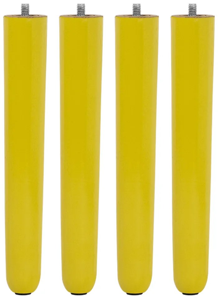 Kit 4 Pés Palito Amarelo 25 cm com Rosca Metal para Móveis D10 - D'Rossi