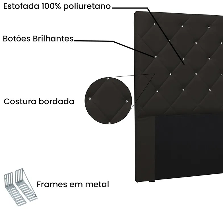 Cabeceira Cama Box Casal King 195cm Tânia Corano Marrom - Sheep Estofados - Marrom