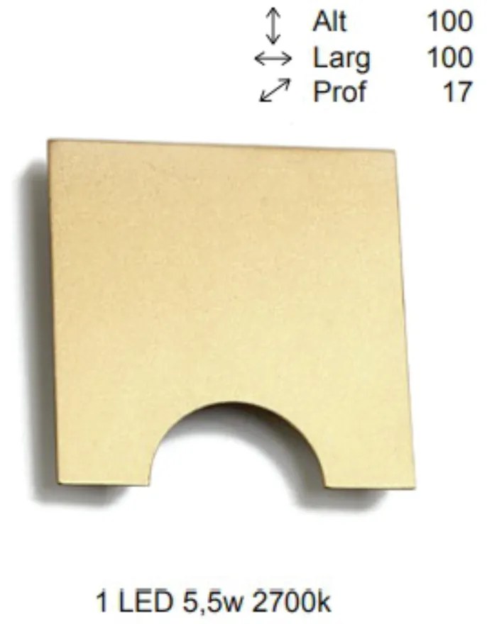 Arandela Uneve Quadrado Plano 1,7X10X10Cm 1Xled 5,5W 2700K - Old Artis... (ROSE FOSCO, 220V)