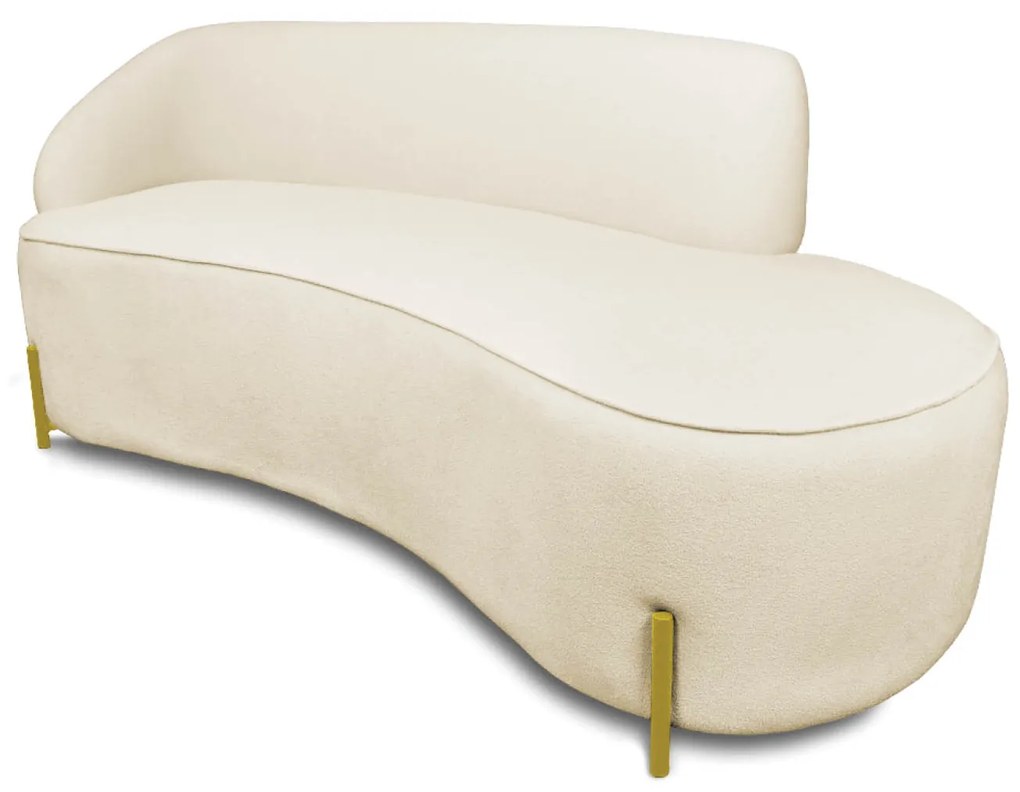 Sofá 4 Lugares Orgânico 220cm Pé Dourado Morgan Bouclê - Verde - Bege