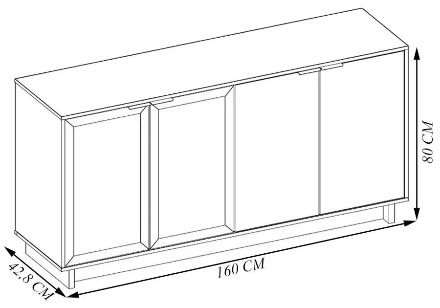 Buffet Aparador Gunga Decorativo 160cm MDF Portas de Vidro OffWhite/Freijó G73 - Gran Belo