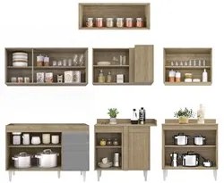 Armário de Cozinha Modulado de Canto 7 Peças CP19 Balcão sem Tampo Cas