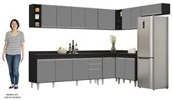 Armário de Cozinha Modulado de Canto 8 Peças CP26 Balcão com Tampo Pre