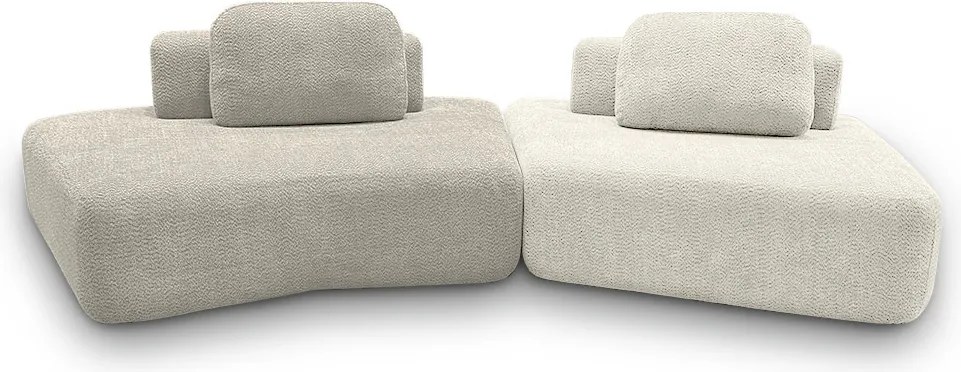 Sofá Ilha Sala de Estar Modulado Dakota Encosto Almofadas Soltas Bouclê Rústico Greige/OffWhite G33 - Gran Belo