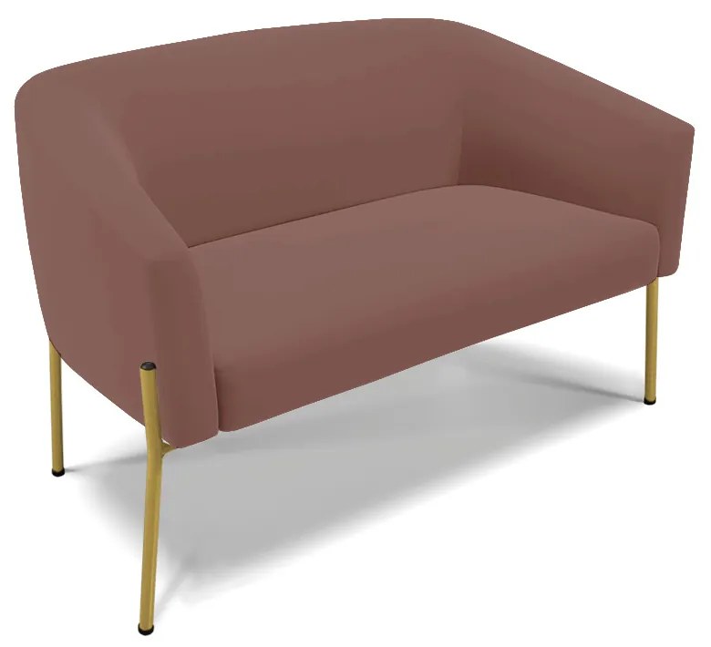 Namoradeira e 2 Poltronas Pé de Ferro Dourado Stella Veludo D03 - D'Rossi - Rose