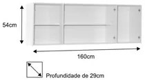 Armário Aéreo Panamá e Balcão Gabinete Áustria com Pia Inox 160cm Bran