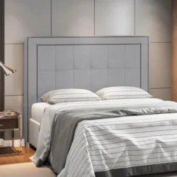 Cabeceira Cama Box Casal King 195cm Paolla Z37 Veludo Cinza - Mpozenat