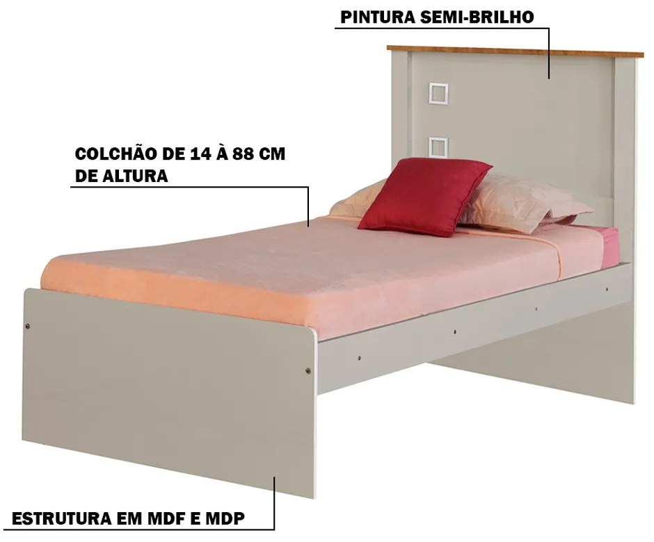 Cama Solteiro Reino Off White G68 - Gran Belo