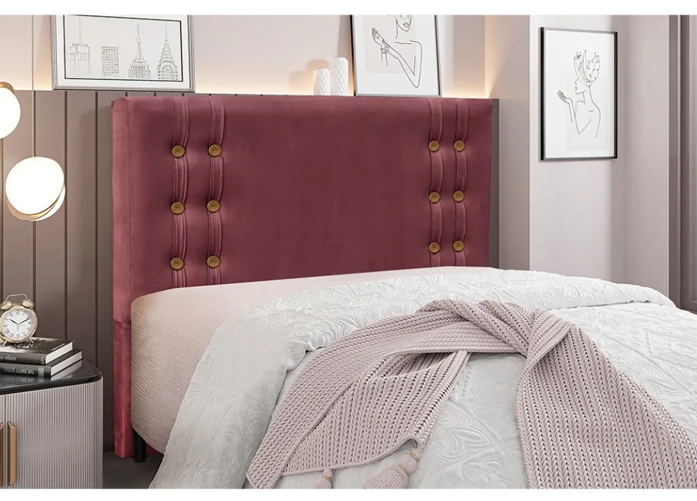 Cabeceira Cama Box Casal 140 cm Gênova Veludo S04 - D'Rossi - Vinho