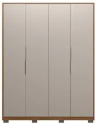 Guarda Roupa Casal 180cm 4 Portas Atren D02 Nogueira/Nude - Mpozenato