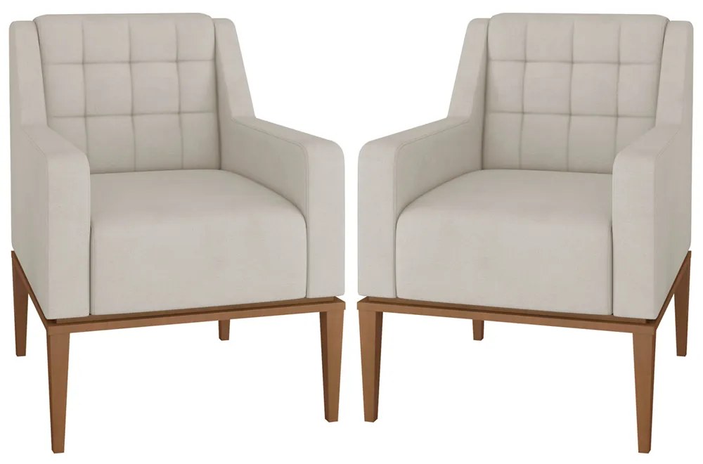 Kit 2 Poltronas Decorativas Sala de Estar Madonna Suede Bege G52 - Gran Belo