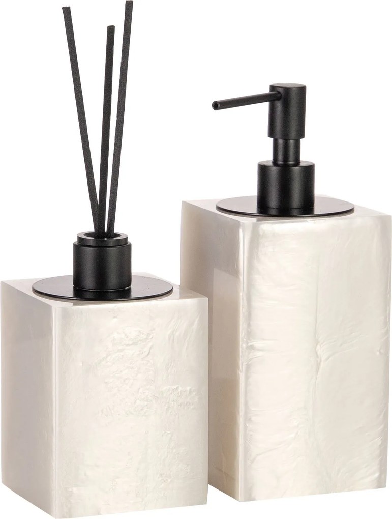 Conjunto Banheiro Duo Quadrado Resina Madrepérola - Black Matte