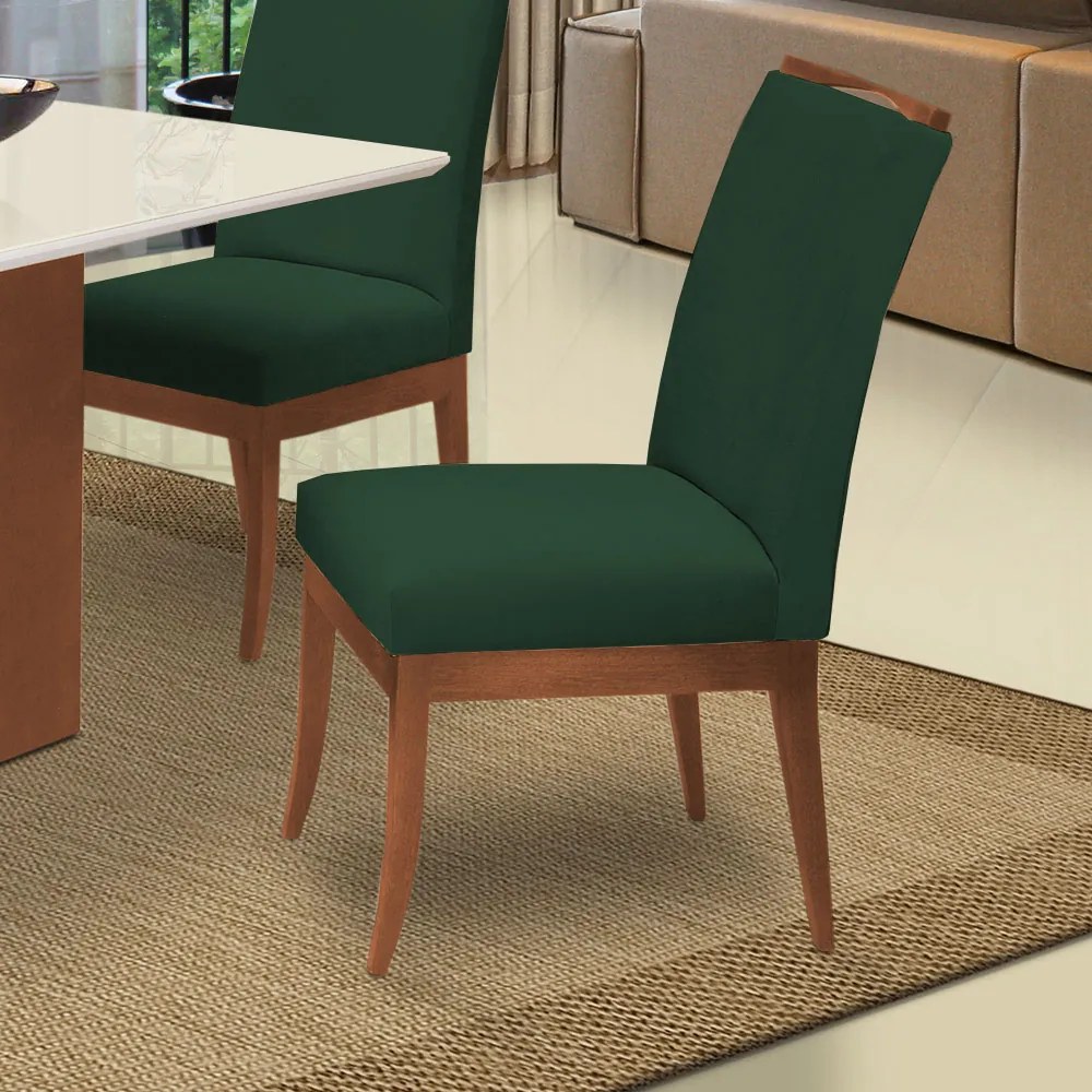 Conjunto 8 Cadeiras Sala de Jantar Lana Aveludado Verde