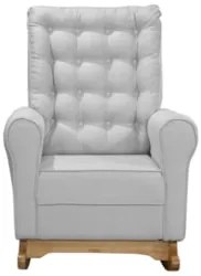 Poltrona Amamentação Base Madeira Balanço Maju Linho Cinza F03 - Mpoze