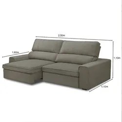 Sofá Retrátil Reclinável 3 Lugares 250cm Macau F05 Veludo Castor - Mpo