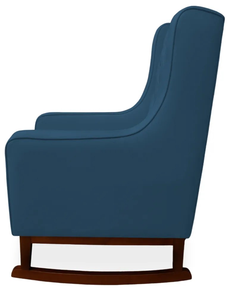 Kit Poltrona Amamentação Balanço Maju com Puff Flor Veludo - Azul Marinho