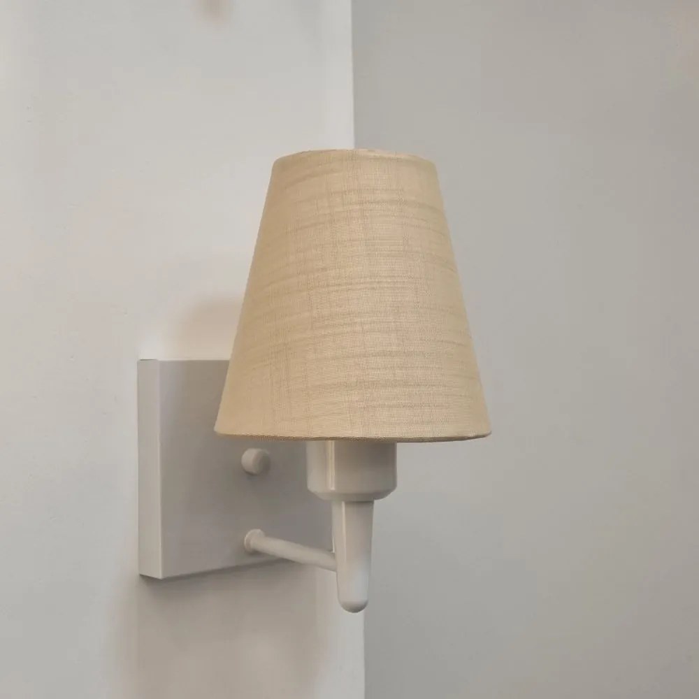 Arandela Quadrada Md-2034 Branco Cúpula em Tecido Cone Palha - Bivolt