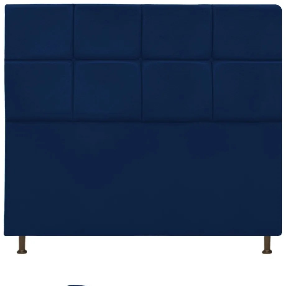 Cabeceira Estofada Damares 160 cm Queen Size Com Botonê Suede Azul Marinho - ADJ Decor