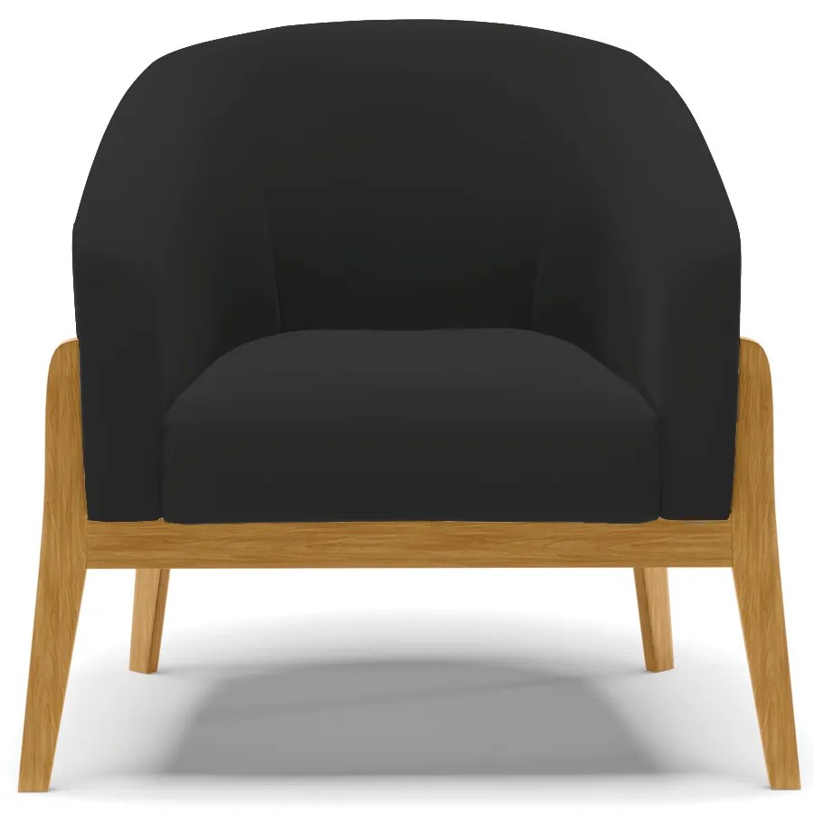 Poltrona Decorativa Base de Madeira Stella Veludo Preto D03 - D'Rossi