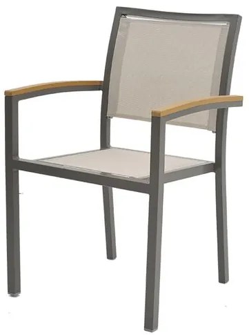 Cadeira Flex com Bracos Tela Bege Base Amendoa - 53829 Sun House