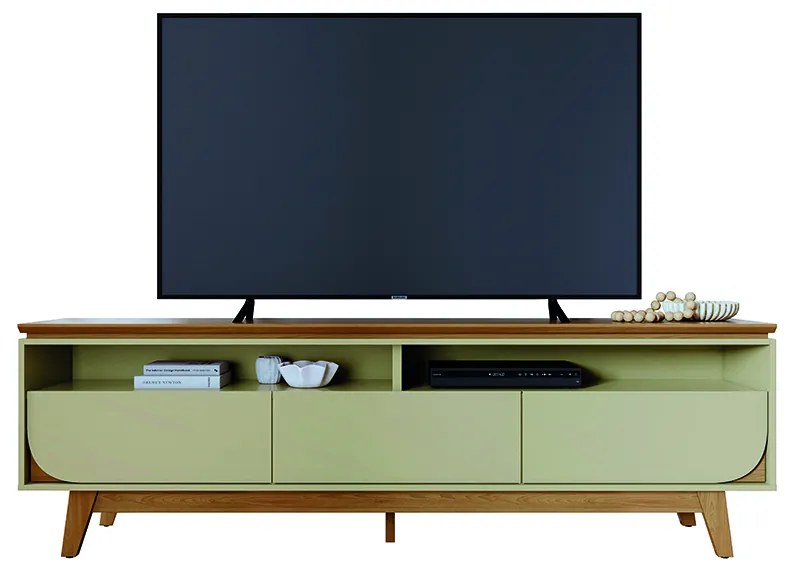 Rack TV 75 Pol 200cm Bancada para Sala Elarin Cumaru/Opala M20 - D'Rossi