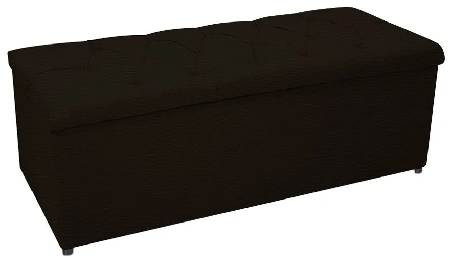 Kit Cabeceira e Calçadeira Baú Estofada Mel 195 cm King Size Com Capitonê Corano Marrom - ADJ Decor